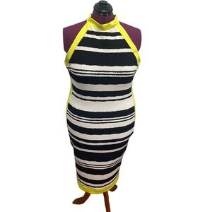 Goodtime USA Womens 3X Sleeveless High Neck Body Con PolyBlend Striped Dress